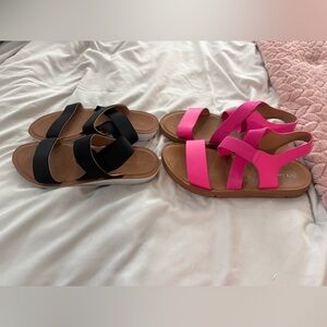 2 Pair Bundle of Girls Sandals Size 4 (Adrienne Vittadini & Link Comfort)